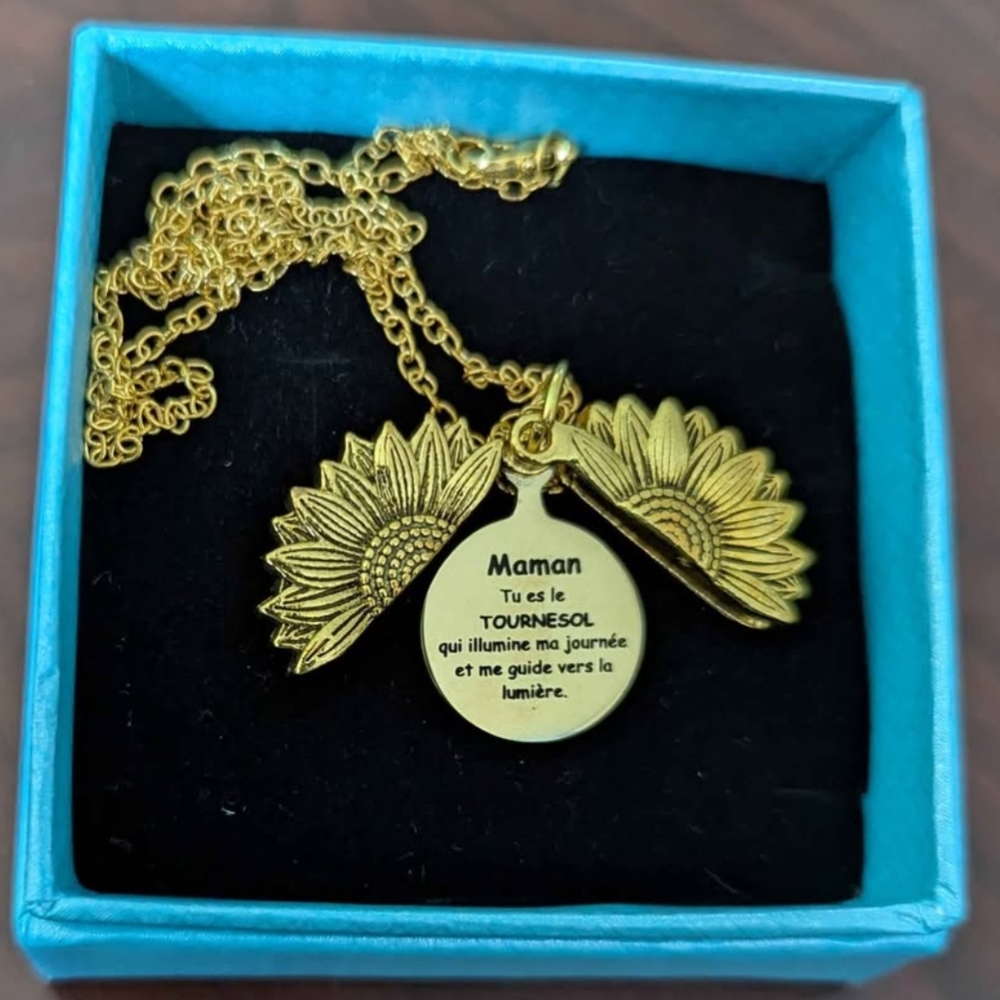 New Gold Toned Sunflower Pendant Necklace For Mom